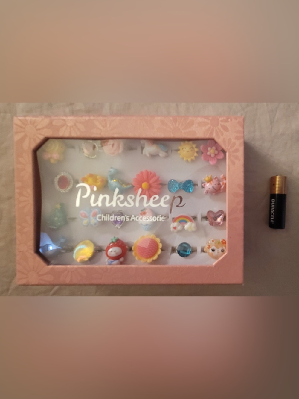 Disney Kids Pink Pastel Ring & Earring Set